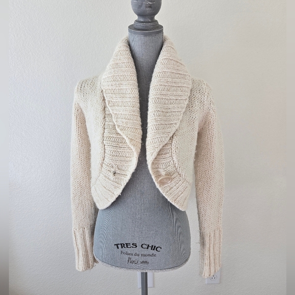 The Limited Y2K Heavy Cable Knit Cardigan Sweater Shrug One Button Size Small - Picture 1 of 16